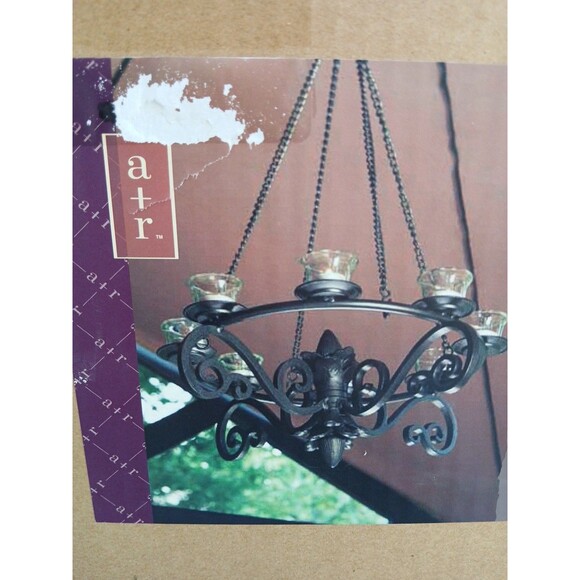 ALLEN + ROTH GAZEBO CHANDLER MATTE BLACK STEEL FRAME HOLDS 8 VOTIVE CANDLES - Picture 2 of 16